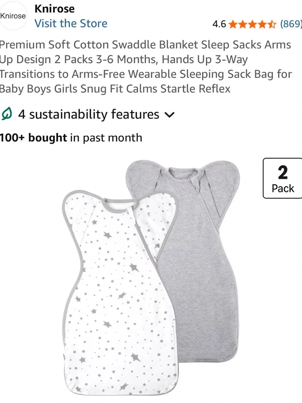 Gray and White Star Kids Pajama Swaddle Up Set - Neutral Sleep Sack